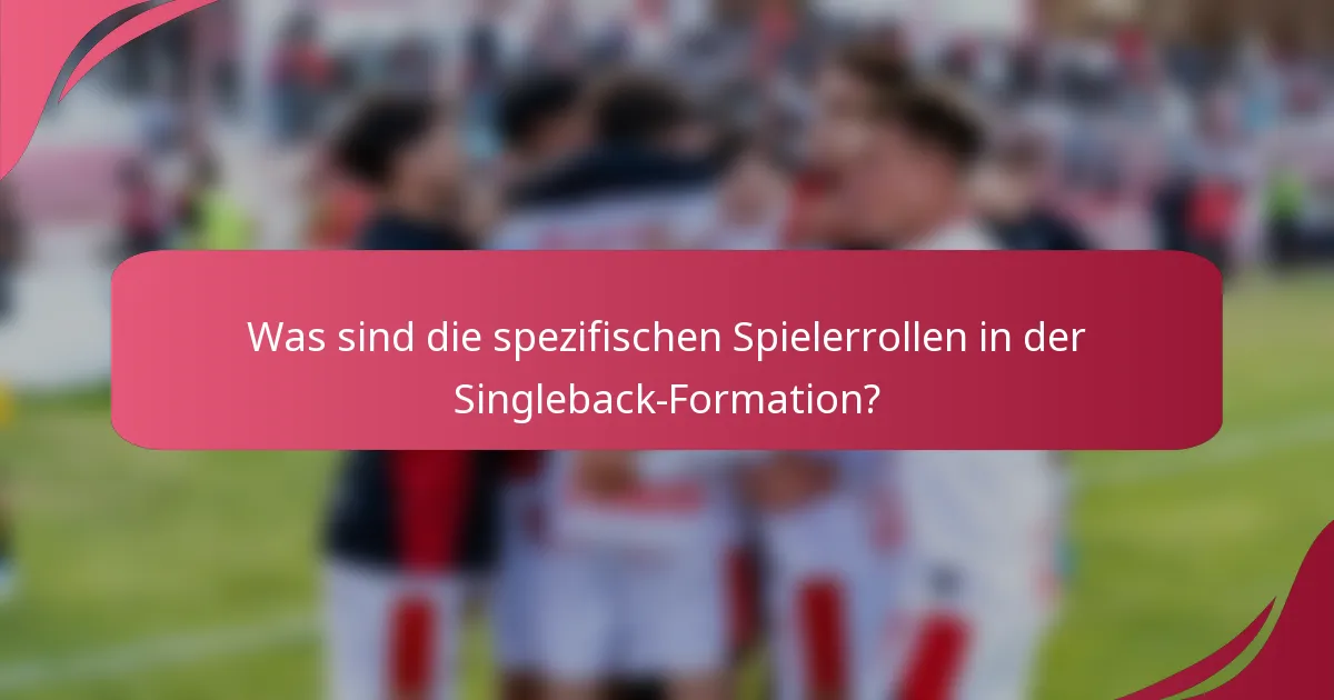 Was sind die spezifischen Spielerrollen in der Singleback-Formation?